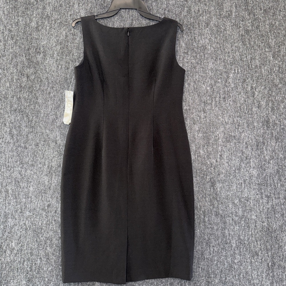 Le Suit Petite 6P Black Sheath Dress Sleeveless Interview Outfit Knee Length - Picture 2 of 10